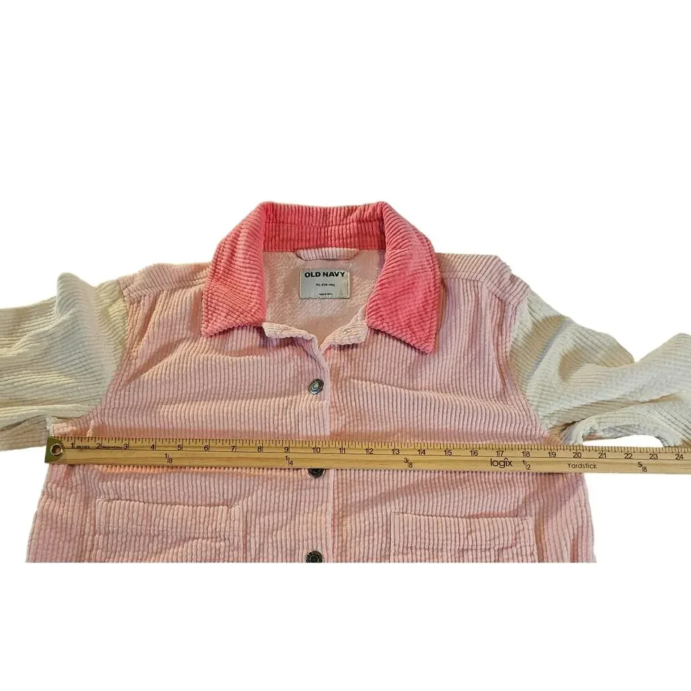 Old Navy Color-Block Corduroy Jacket for Girls, Pink White Size XL (14-16)